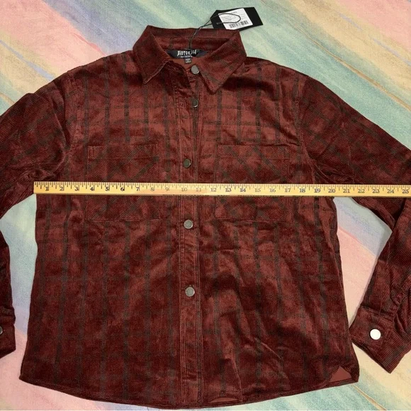 NWT Disturbia Terracotta Check Cord Shirt size US 8 - Picture 9 of 10